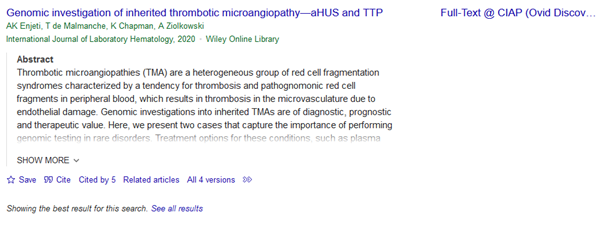 Google Scholar advanced search result