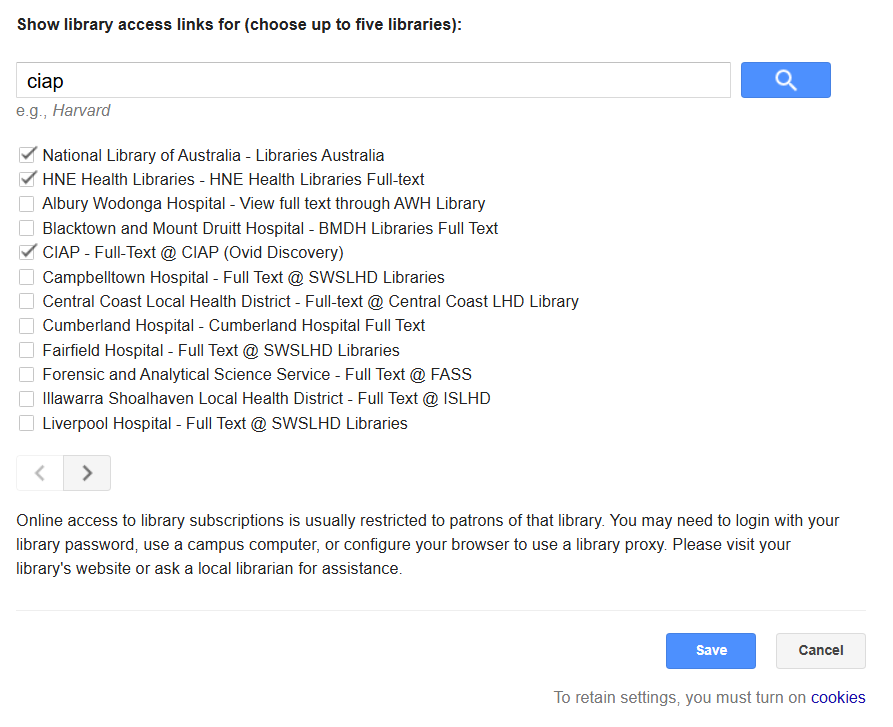  Google Scholar Library links selected